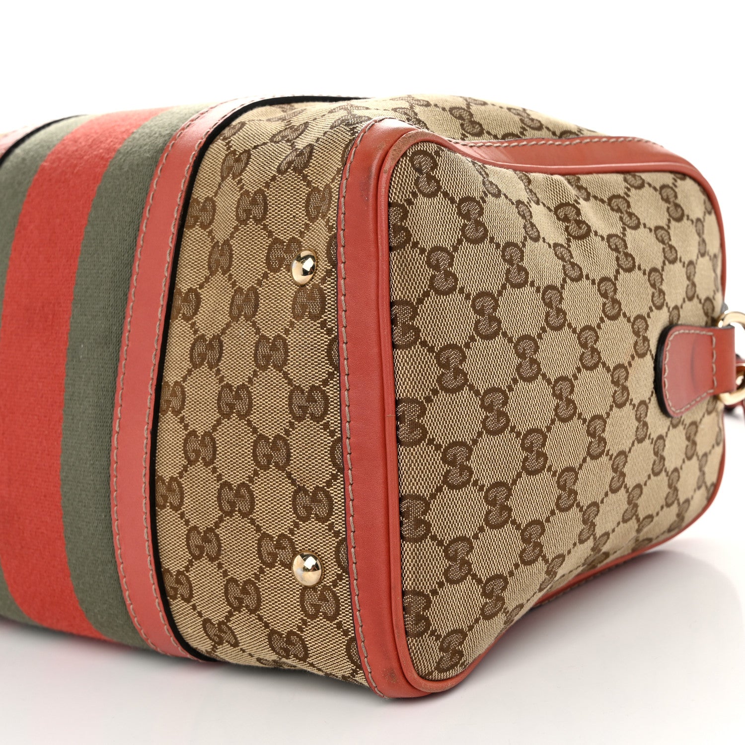 Gucci Monogram Vintage Web Medium Boston Pink 10 of 13