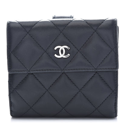Chanel Lambskin Quilted Compact French Flap Wallet Black 1 of 11