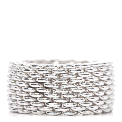 Tiffany Sterling Silver Somerset Mesh Ring 54 7 3 of 4
