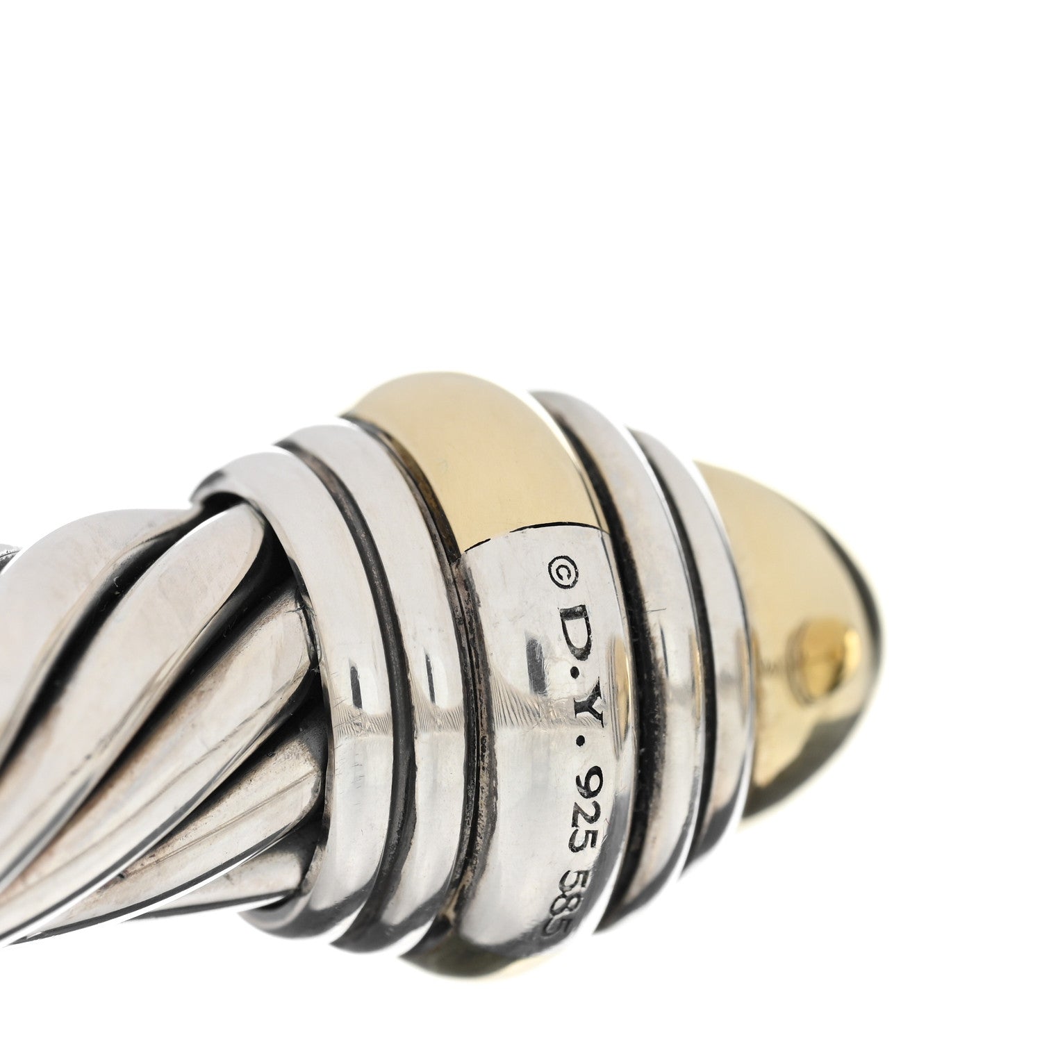 David Yurman Sterling Silver 14K Yellow Gold 10mm Cable Classics Hinged Bracelet 3 of 3