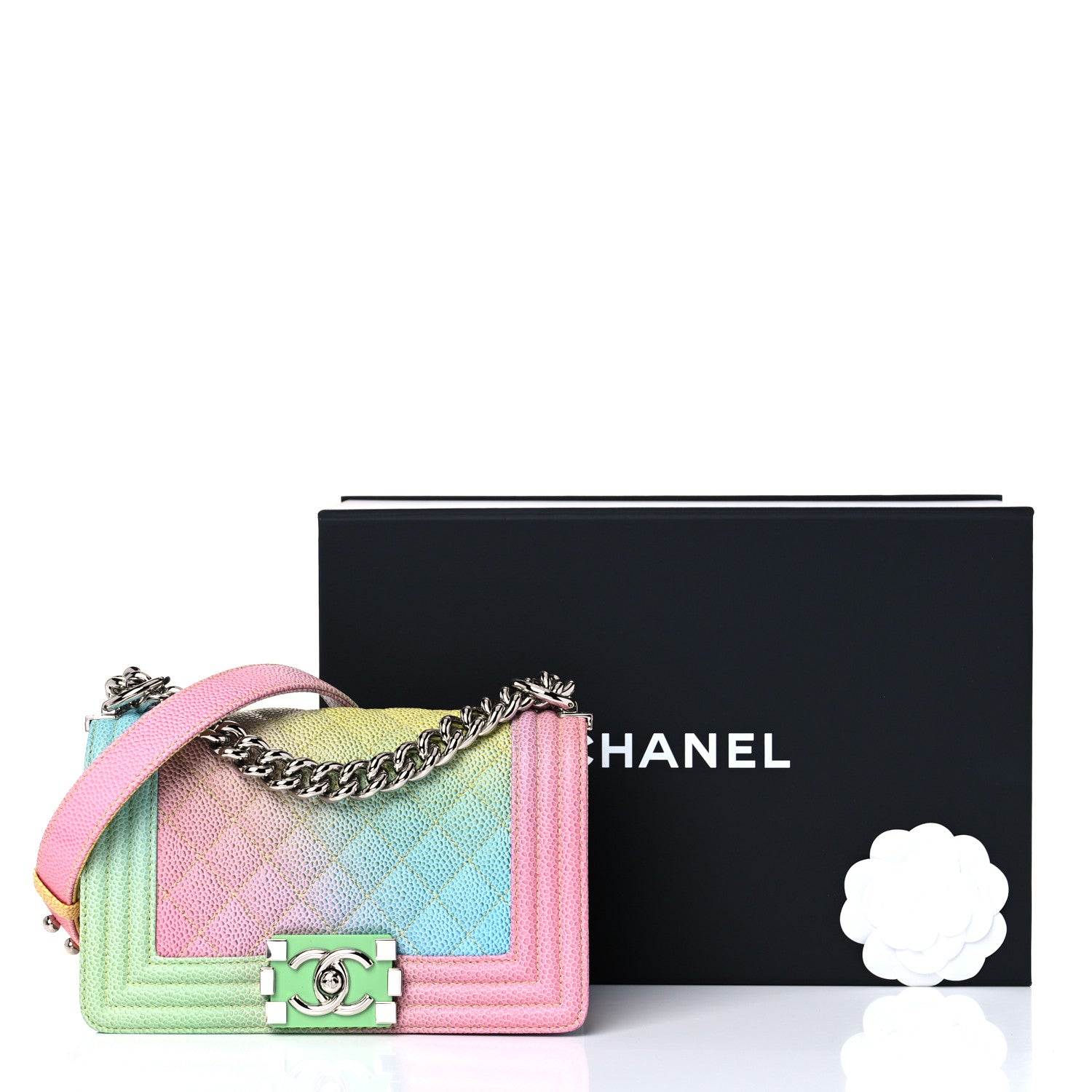Chanel Caviar Quilted Small Cuba Rainbow Boy Flap Multicolor 10 of 10