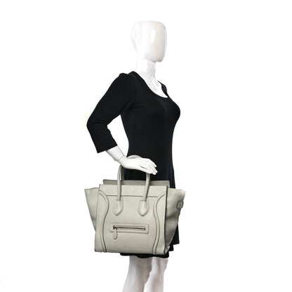 Celine Drummed Calfskin Mini Luggage Pebble Grey 2 of 14