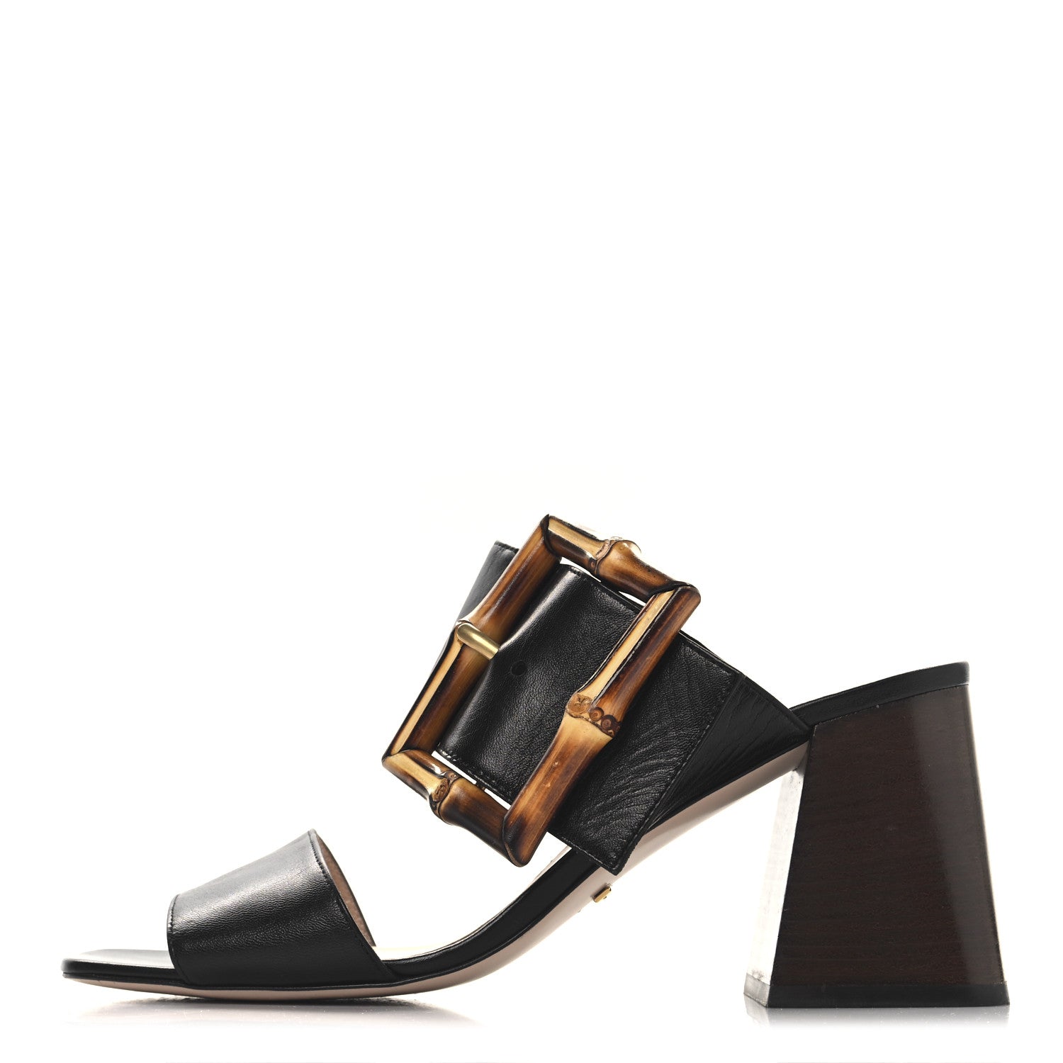Gucci Calfskin Bamboo Buckle Platform Sandals 38.5 Black 1 of 8
