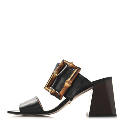 Gucci Calfskin Bamboo Buckle Platform Sandals 38.5 Black 1 of 8