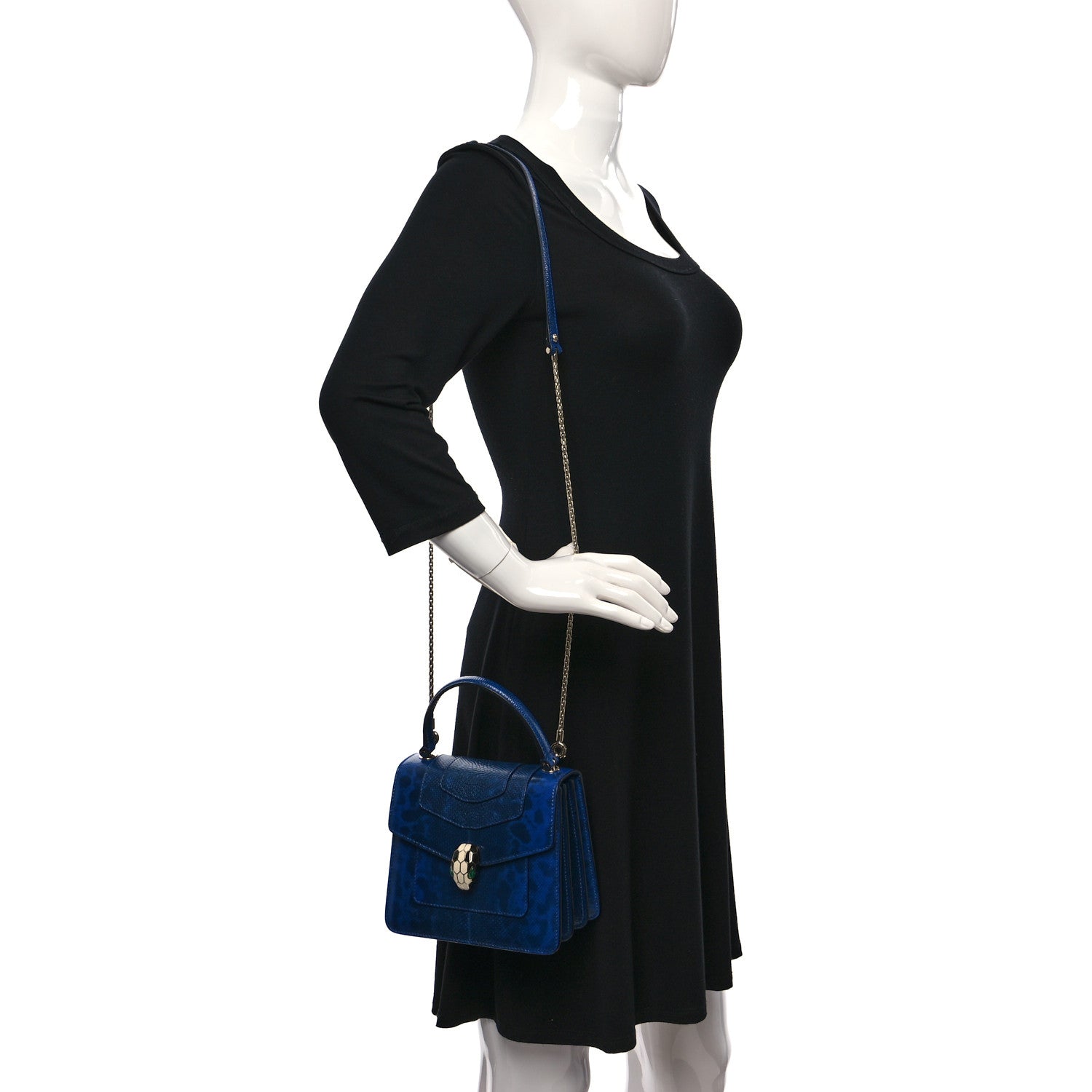 Bulgari Shiny Karung Serpenti Forever Top Handle Dark Blue 2 of 10
