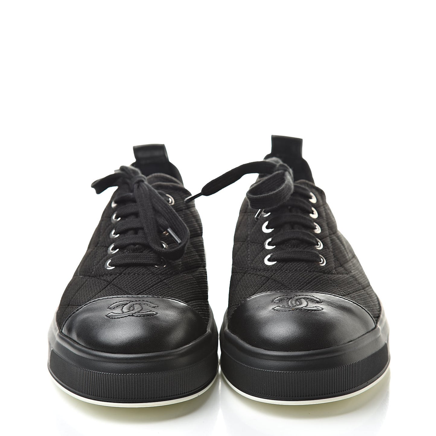 Canvas Quilted Cap Toe Sneakers 38 Black