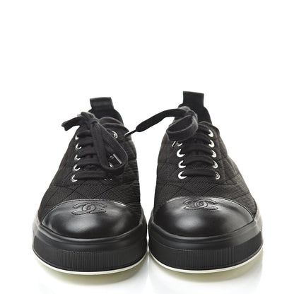 Chanel Canvas Quilted Cap Toe Sneakers 38 Black 2 of 8