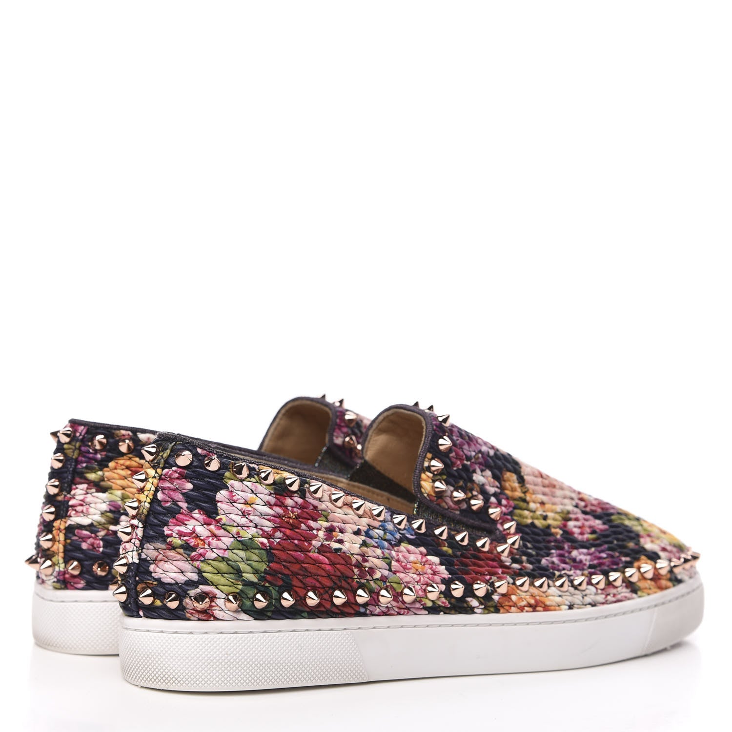 Christian Louboutin Tissu Baigneause Spikes Womens Pik Boat Flat Sneaker 40 Multicolor Rame 4 of 9