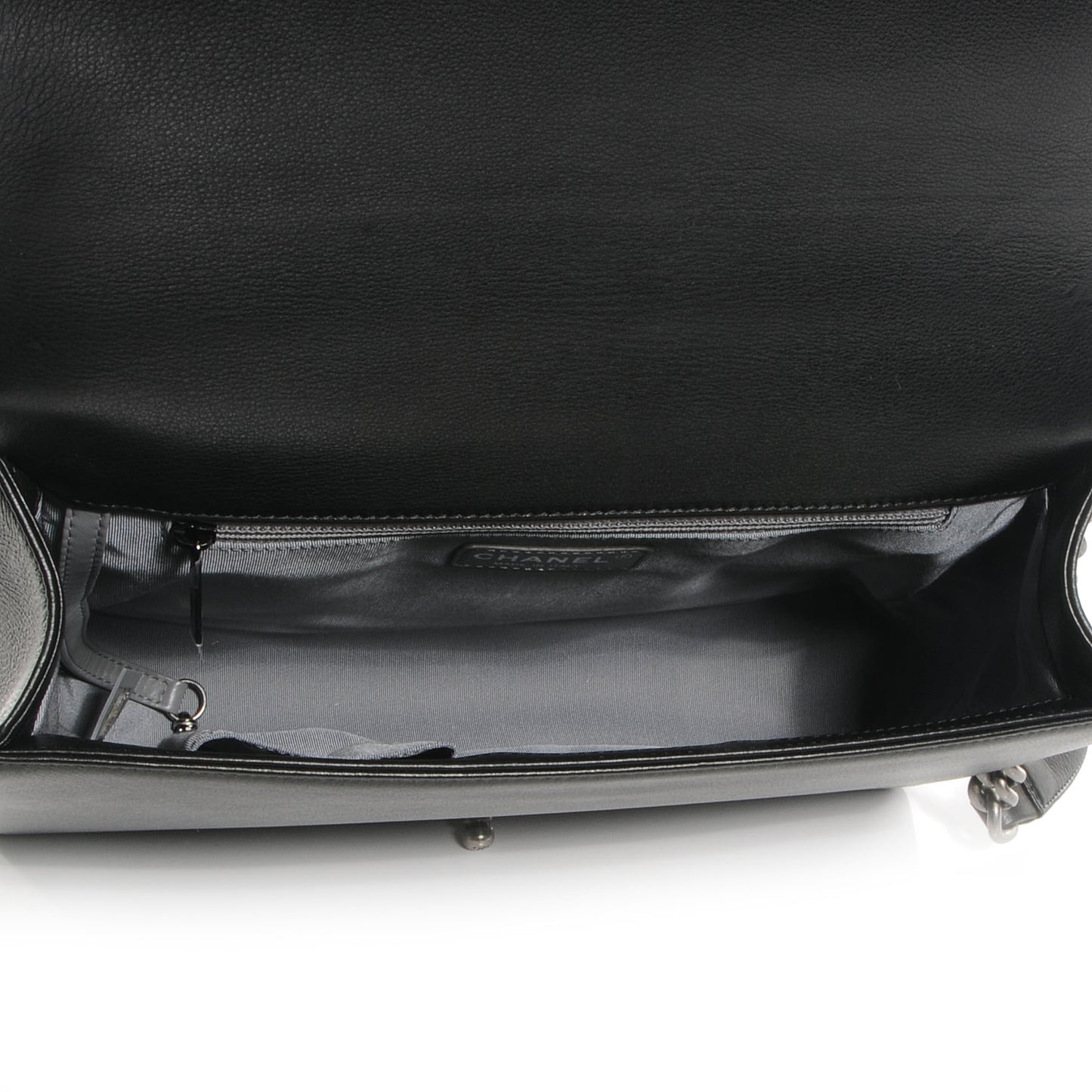 Lambskin Quilted Large Boy Flap Black