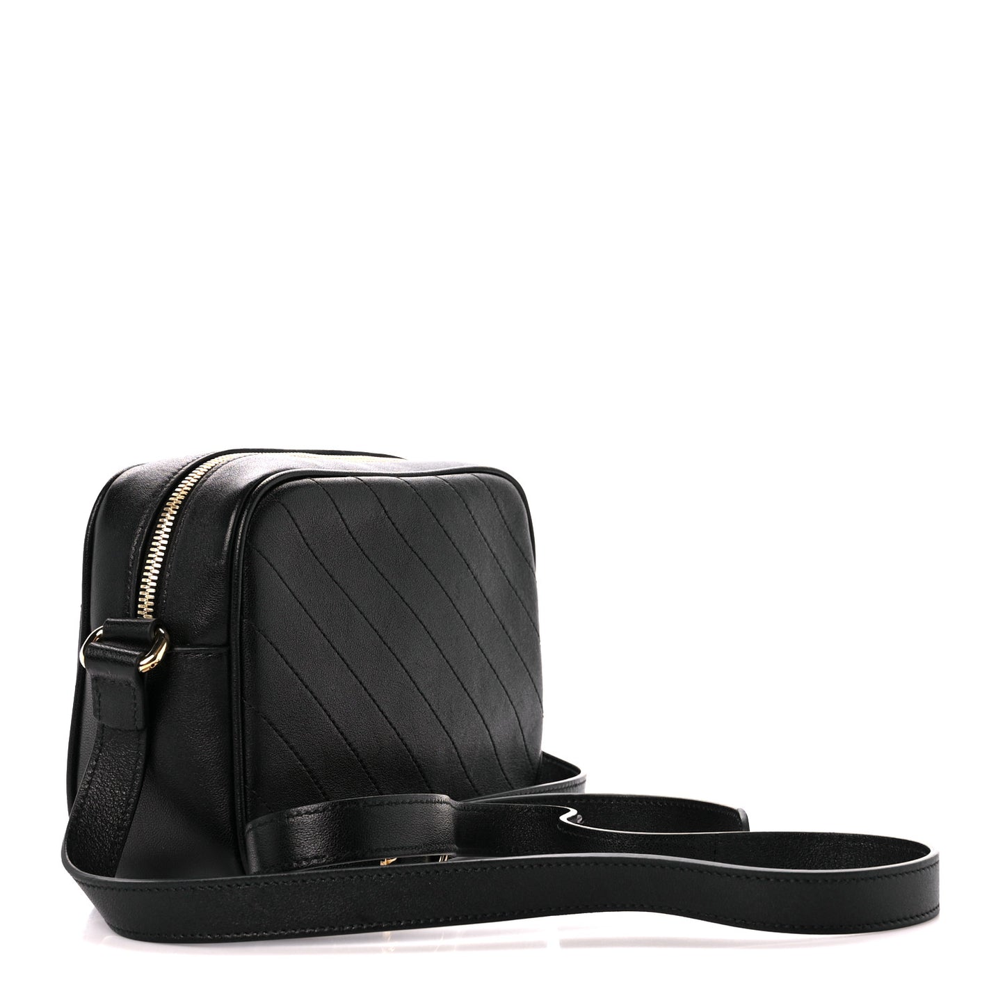 Sakai Be Green Calfskin Diagonal Stitched Small Blondie Shoulder Bag Black