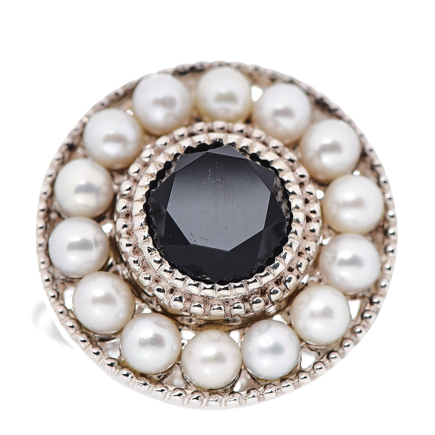 Sterling Silver Black Onyx Freshwater Pearl Ziegfeld Ring 54 7