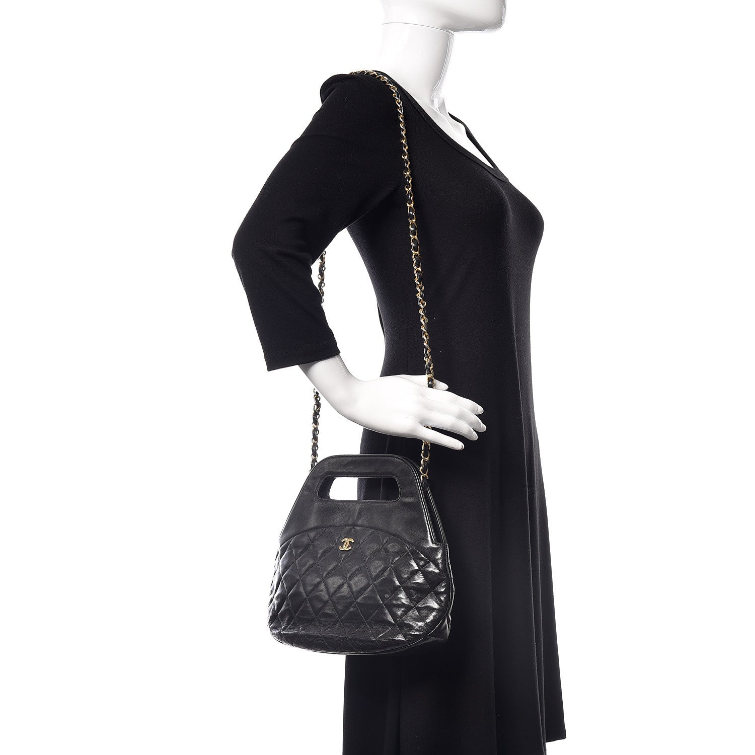 Chanel Lambskin Quilted CC Shoulder Bag Black 2 of 15