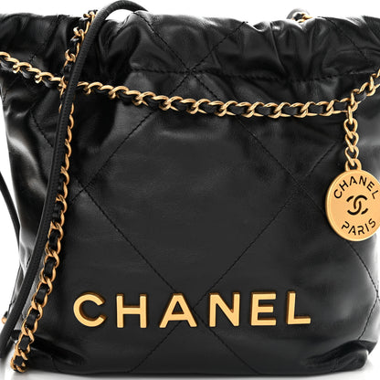 Chanel Shiny Calfskin Quilted Mini Chanel 22 Black 8 of 10