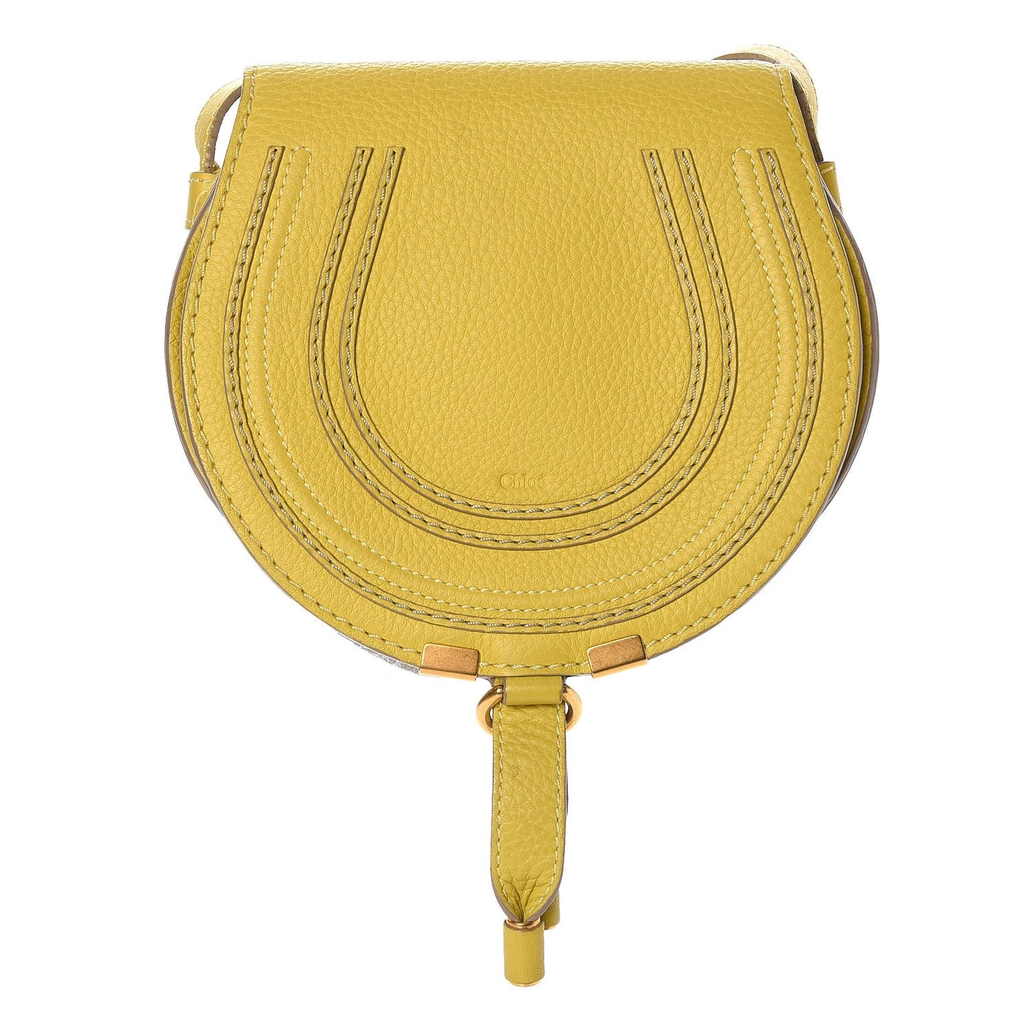 Calfskin Mini Marcie Round Crossbody Bag Neon Yellow