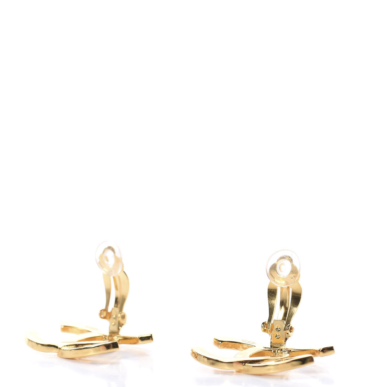 Chanel Metal CC Paris Button Clip On Earrings Gold 3 of 5