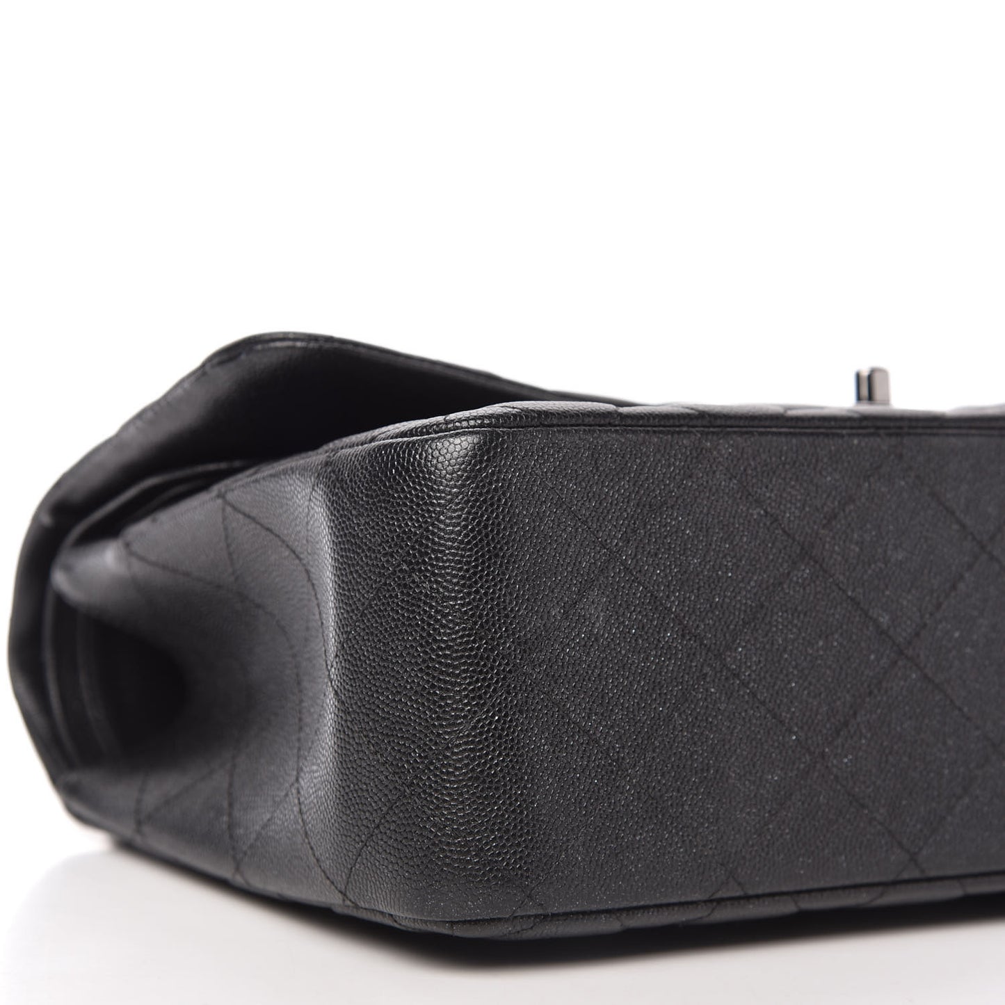 Iridescent Caviar Quilted Jumbo Double Flap Black