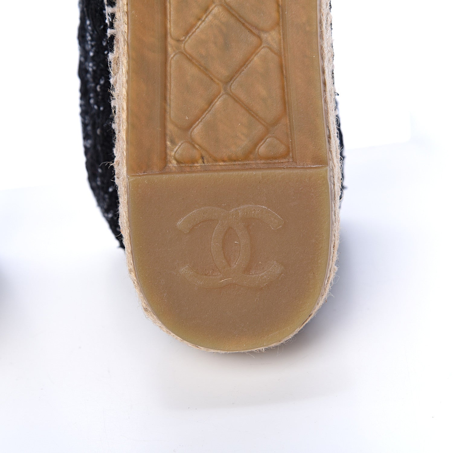 Chanel Tweed Patent Goatskin Sequin CC Espadrilles 36 Black 8 of 12
