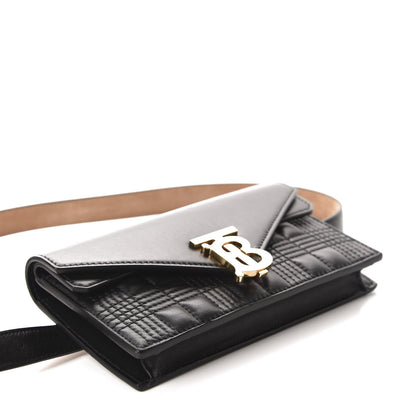 Burberry Smooth Calfskin Quilted Check TB Envelope Belt Bag Black 4 of 12