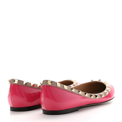Valentino Garavani Patent Nappa Rockstud Ballerina Flats 38 Deep Fuxia Poudre 4 of 9