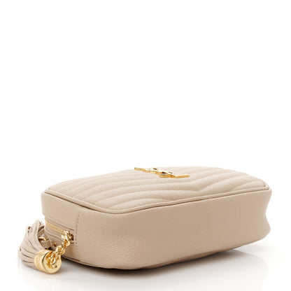 Saint Laurent Grain De Poudre Matelasse Monogram Mini Lou Camera Bag Dark Beige 4 of 10