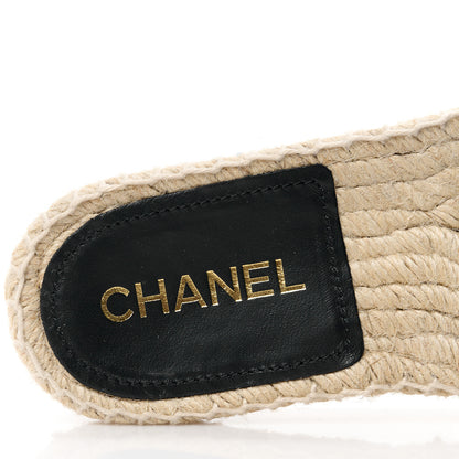 Chanel Wool Laminated Lambskin CC Slide Sandals 38 Black Gold 7 of 9