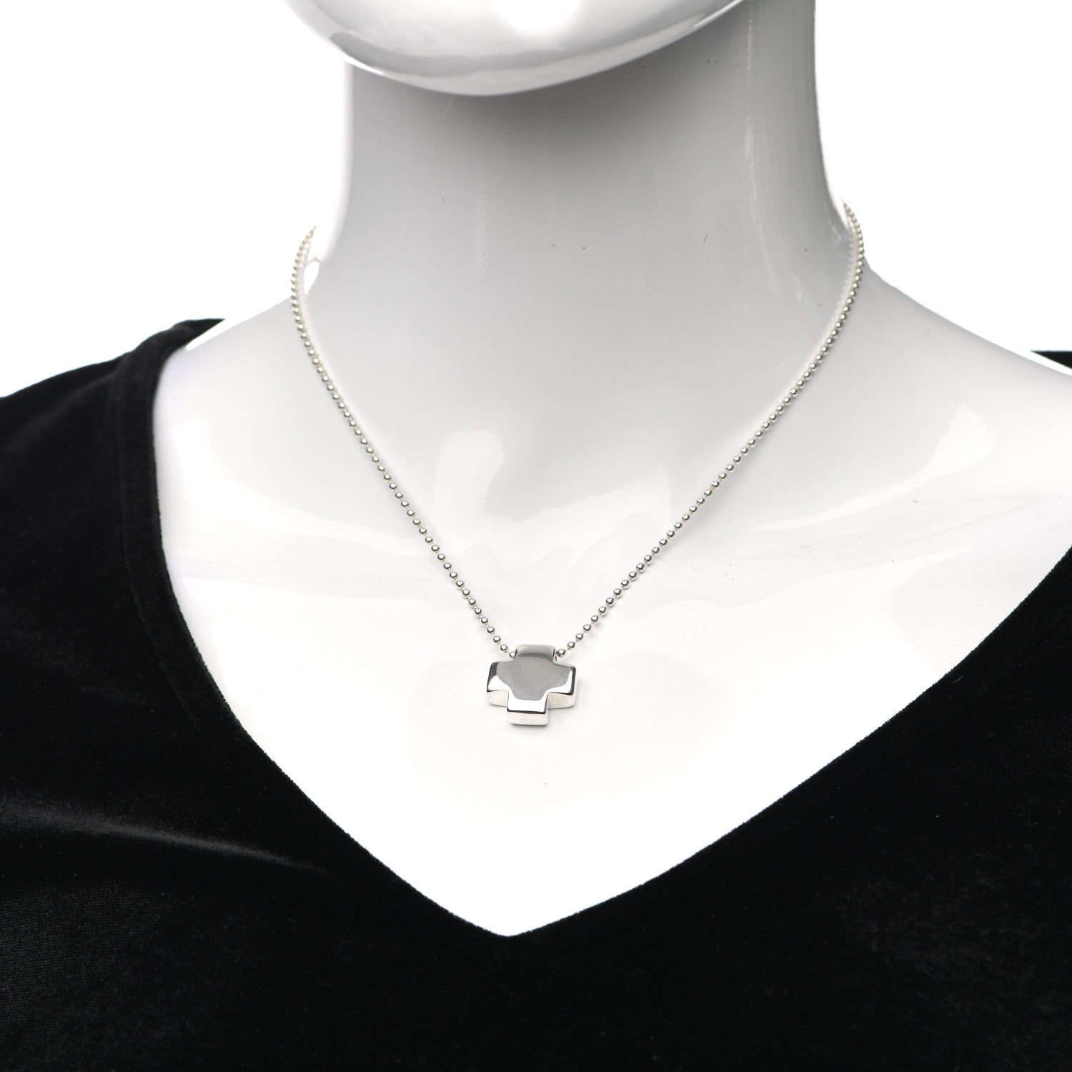 Tiffany Sterling Silver Square Cross Pendant Necklace 2 of 4