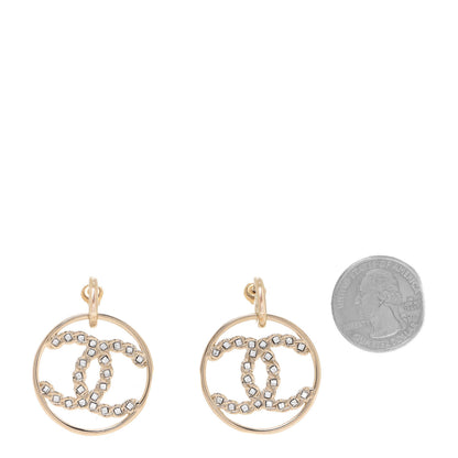 Chanel Crystal Chain Chanel Strass CC Drop Earrings Gold 2 of 5