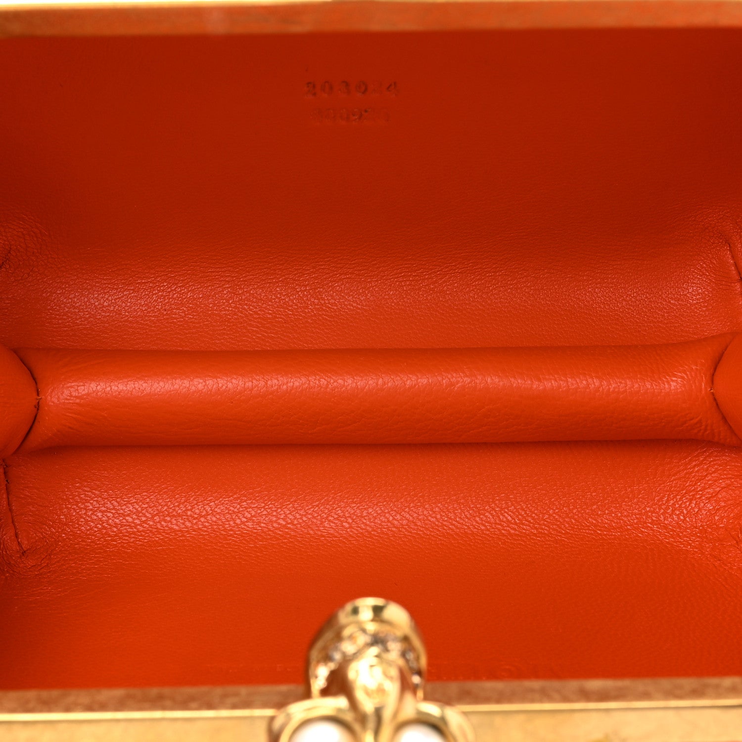 Alexander McQueen Suede Crystal Britannia Skull Box Clutch Orange 5 of 14