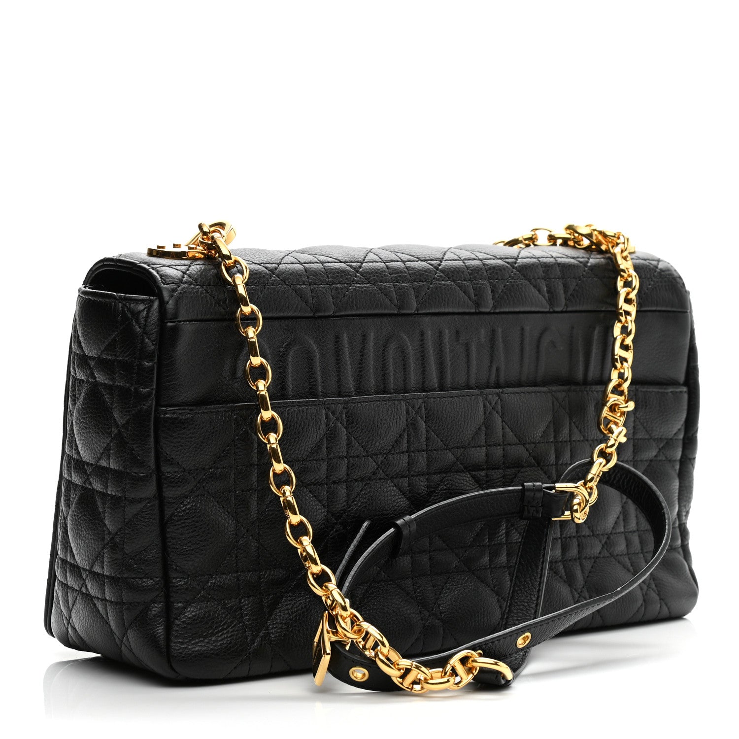 Christian Dior Grained Calfskin Cannage Large Caro Bag Black 3 of 10