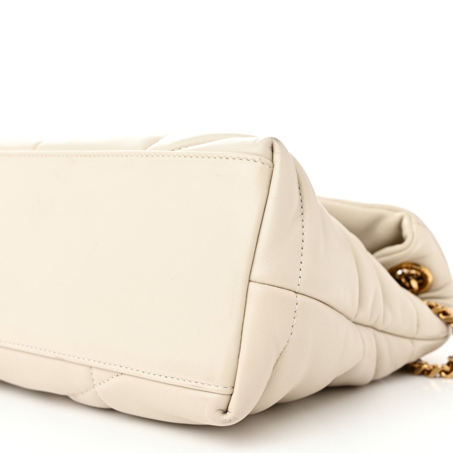 Lambskin Quilted Small Loulou Puffer Monogram Chain Satchel Crema Soft