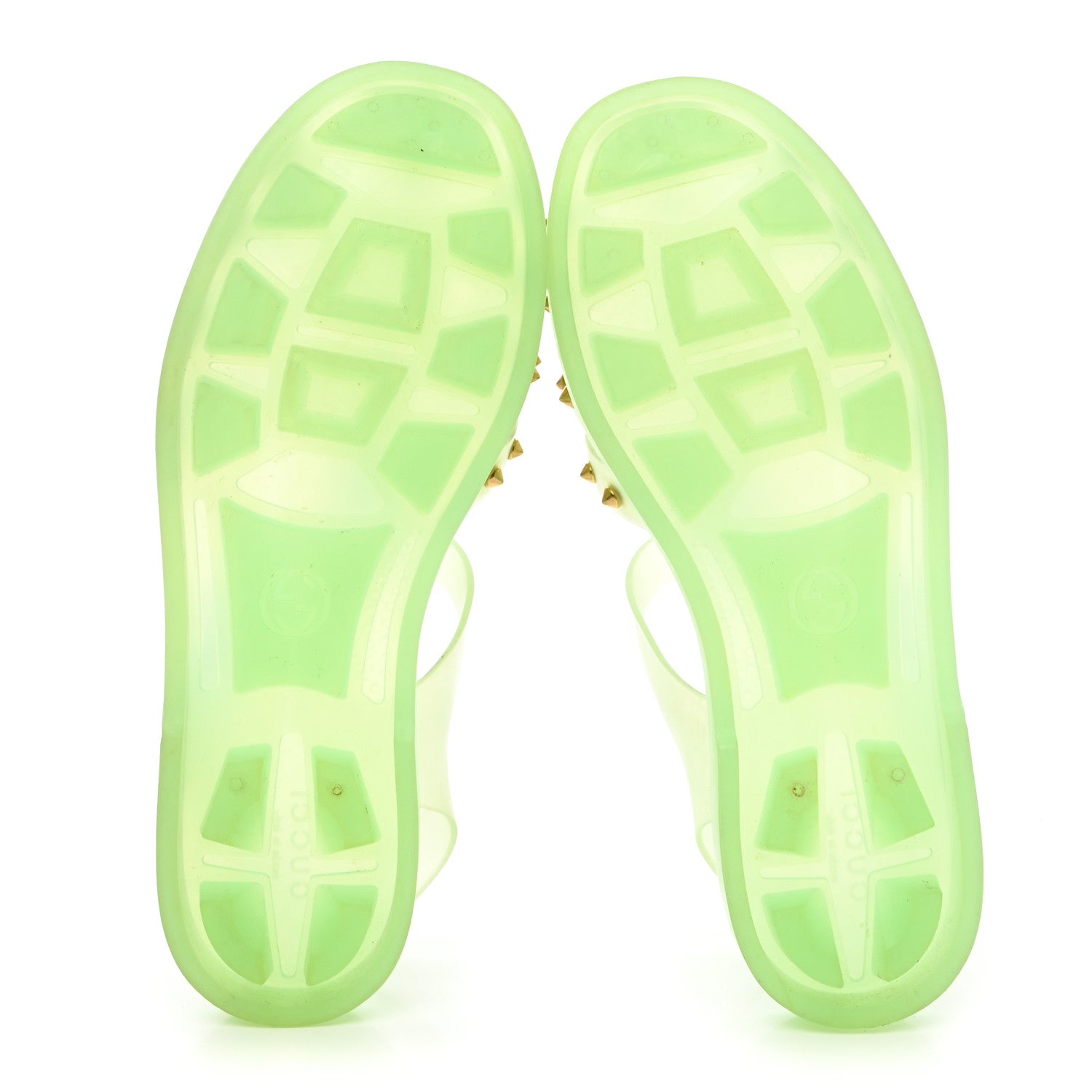 Gucci Rubber Studded Womens Buckle Strap Sandal 39 Light Green 5 of 7
