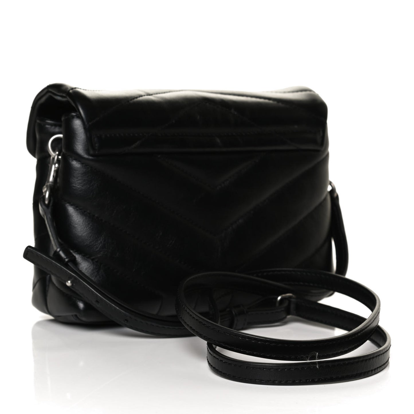 Calfskin Y Quilted Monogram Toy Loulou Crossbody Bag Black