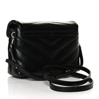 Saint Laurent Calfskin Y Quilted Monogram Toy Loulou Crossbody Bag Black 3 of 11