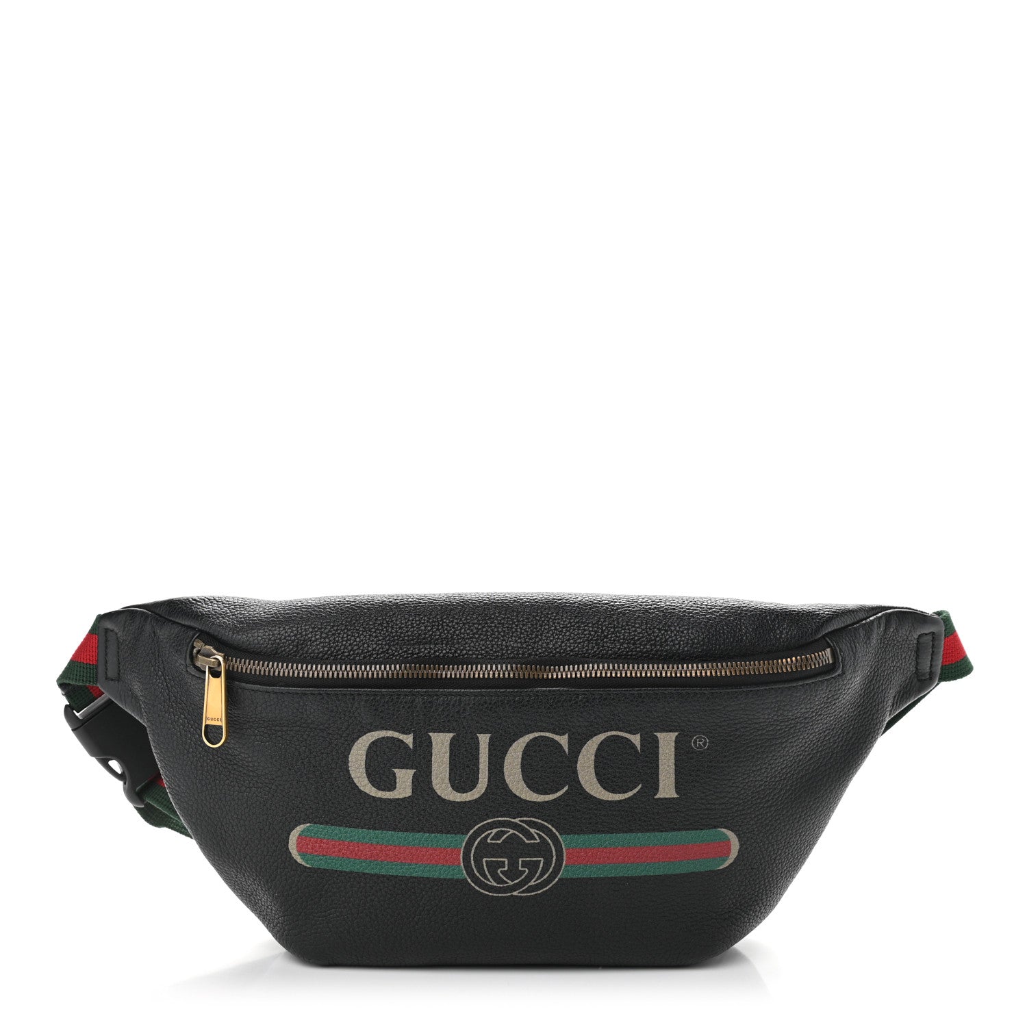 Gucci Grained Calfskin Logo Belt Bag Black 1 of 10