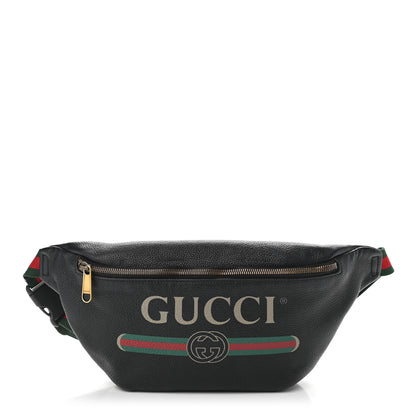 Gucci Grained Calfskin Logo Belt Bag Black 1 of 10