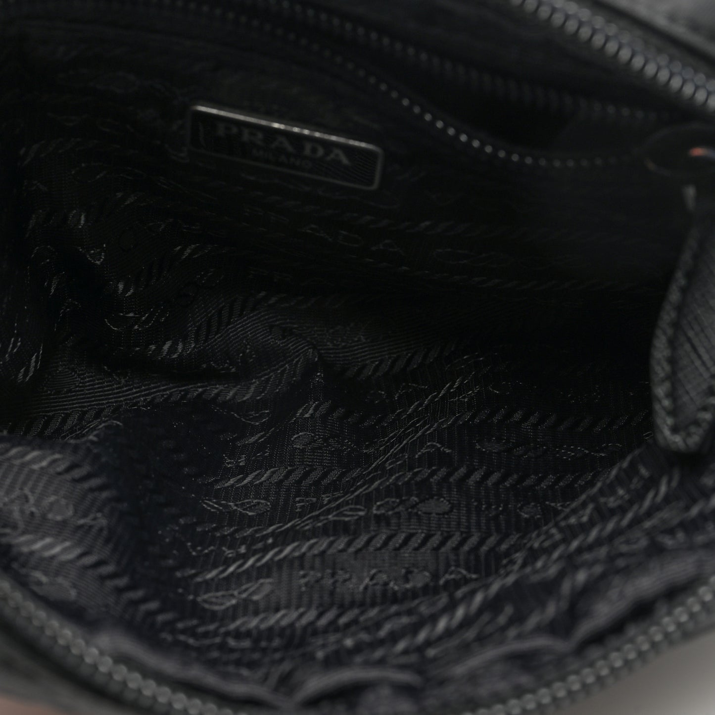 Re-Nylon Saffiano Travel Pouch Black Caramel