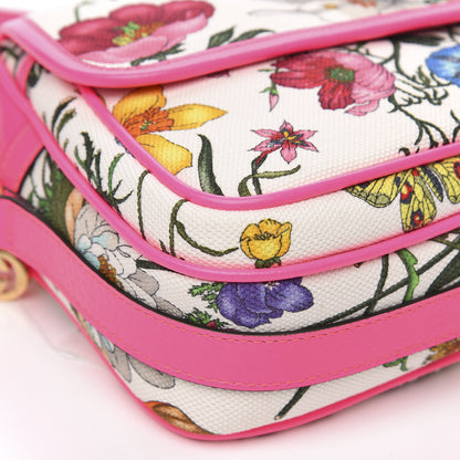 Gucci Canvas Flora Floral Shoulder Bag White Fuchsia Fluo 8 of 9