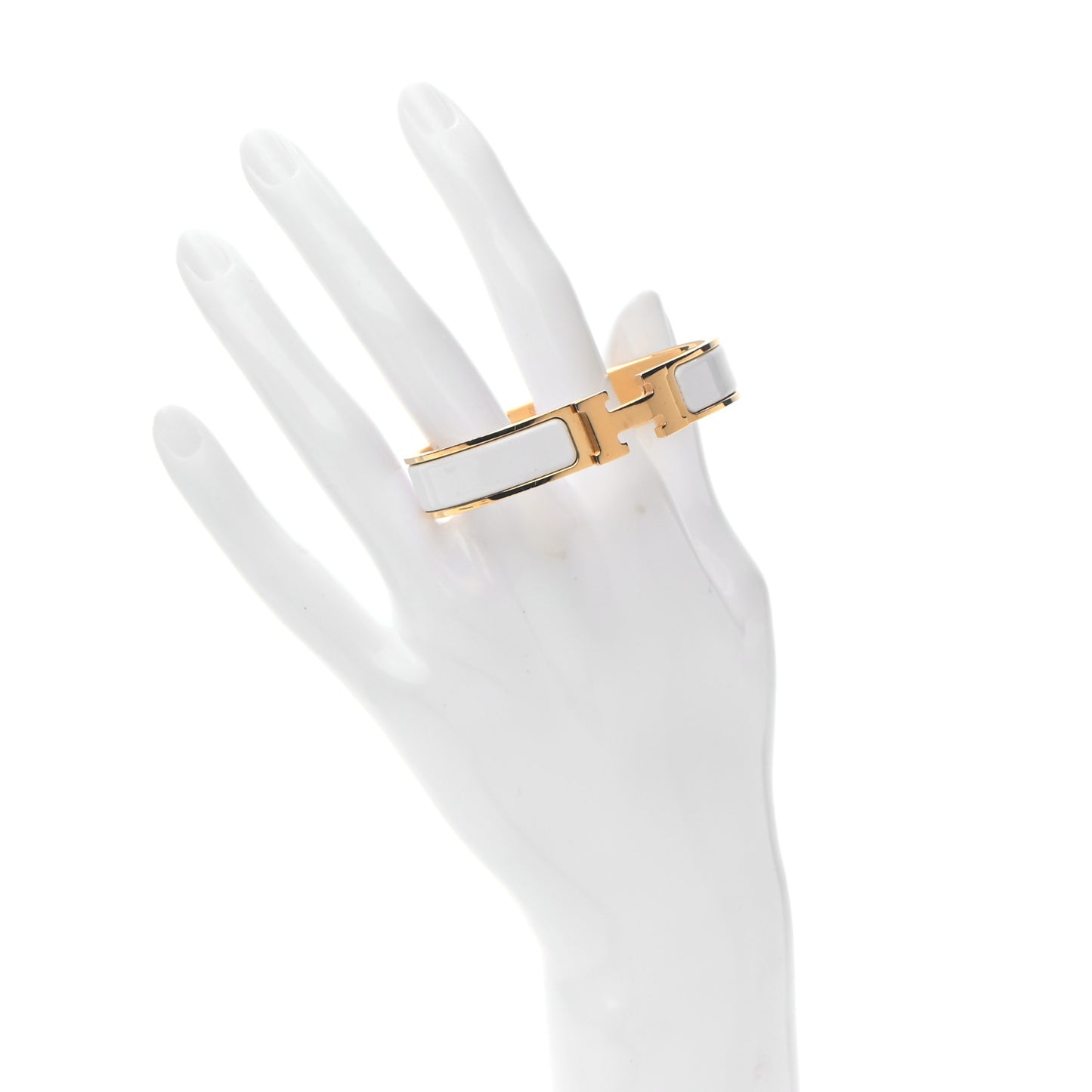 Enamel Narrow Clic Clac H Bracelet PM White