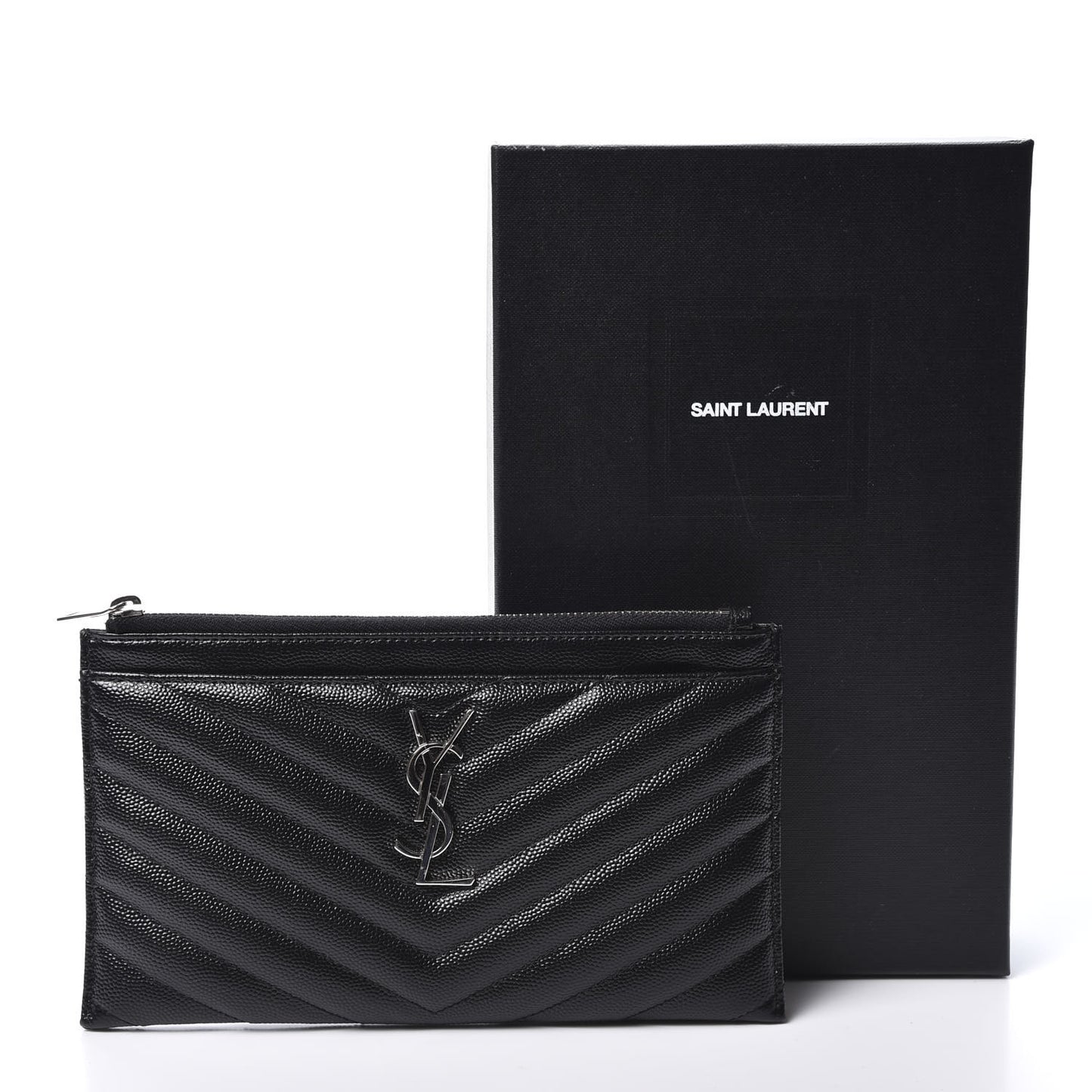 Grain De Poudre Chevron Monogram Bill Pouch Black