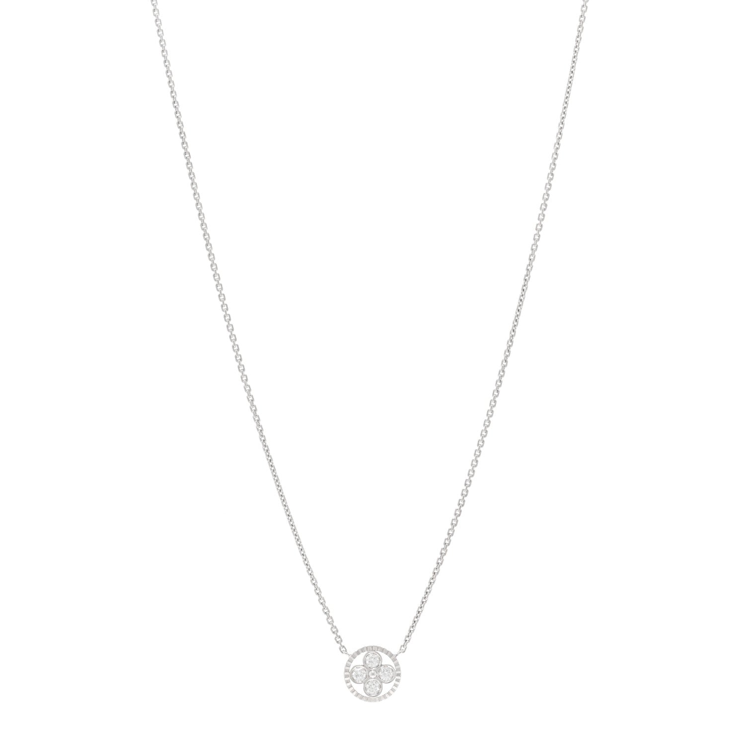 Louis Vuitton 18K White Gold Diamond Blossom BB Pendant Necklace 1 of 6