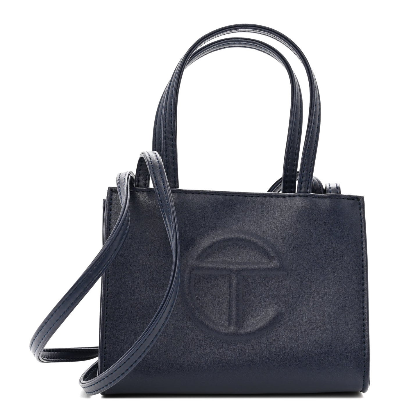 Vegan Leather Small Shopping Bag Navy