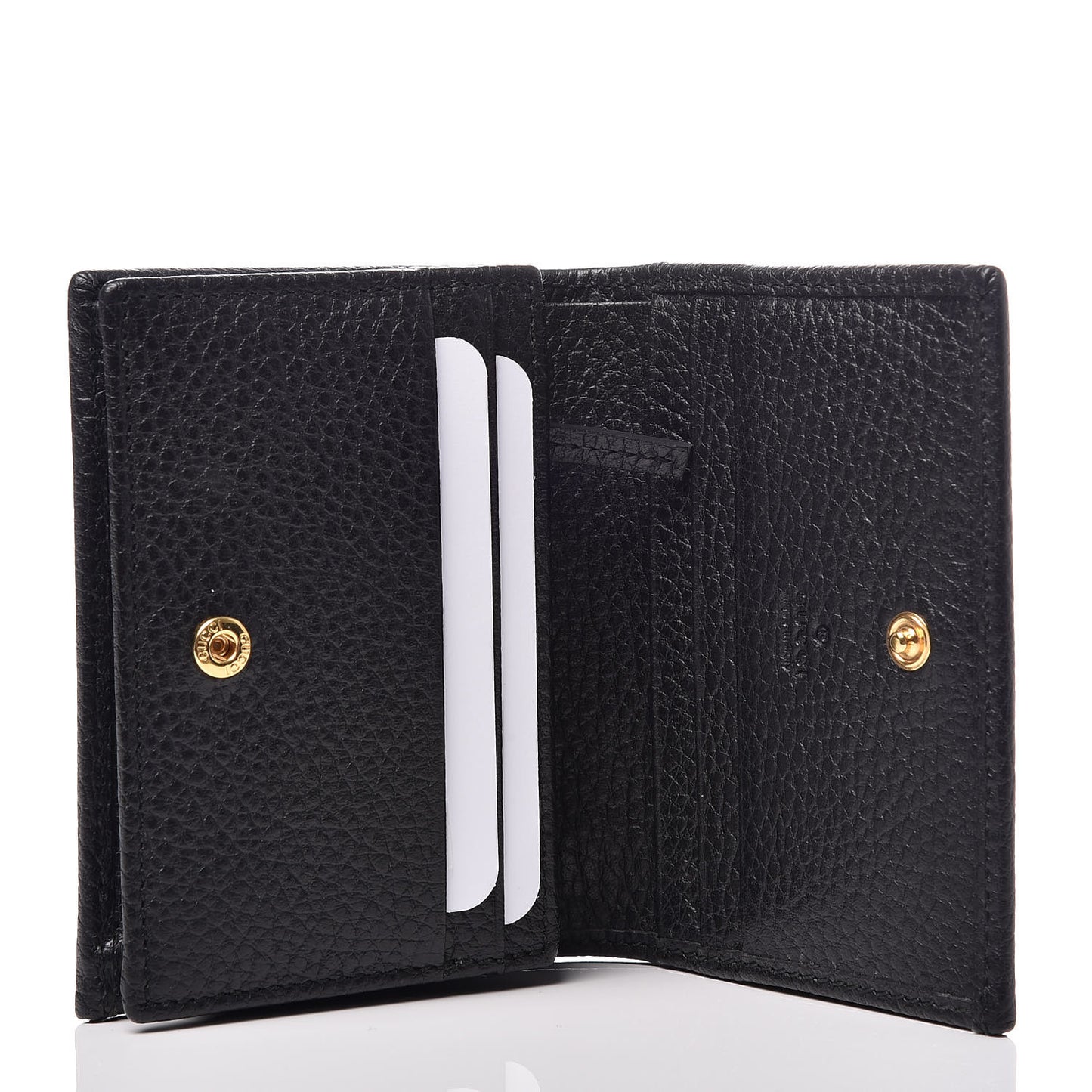 Pebbled Calfskin GG Marmont Card Case Black