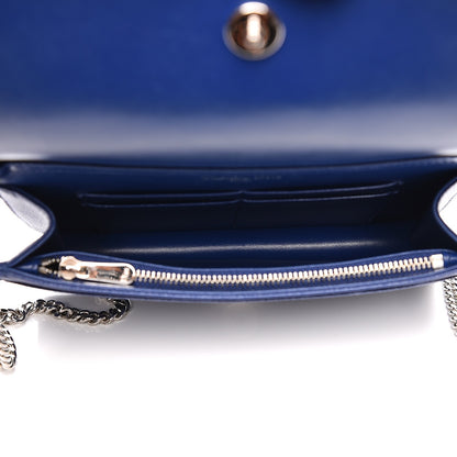 Christian Dior Grained Calfskin Diorama Wallet on Chain Pouch Blue 5 of 7