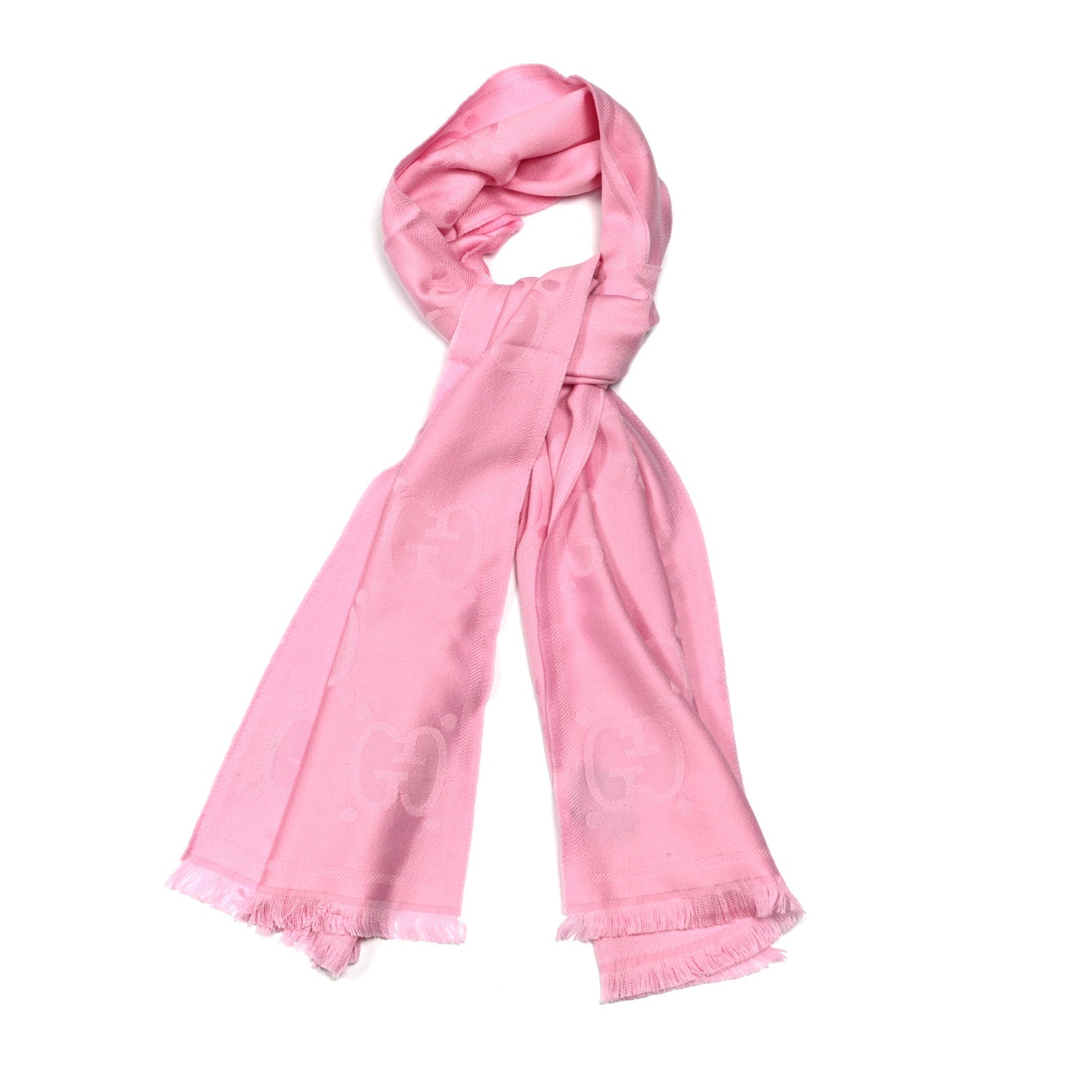 Gucci Wool Jacquard Monogram Jumbo GG Lady Nest Scarf Roseate 1 of 3
