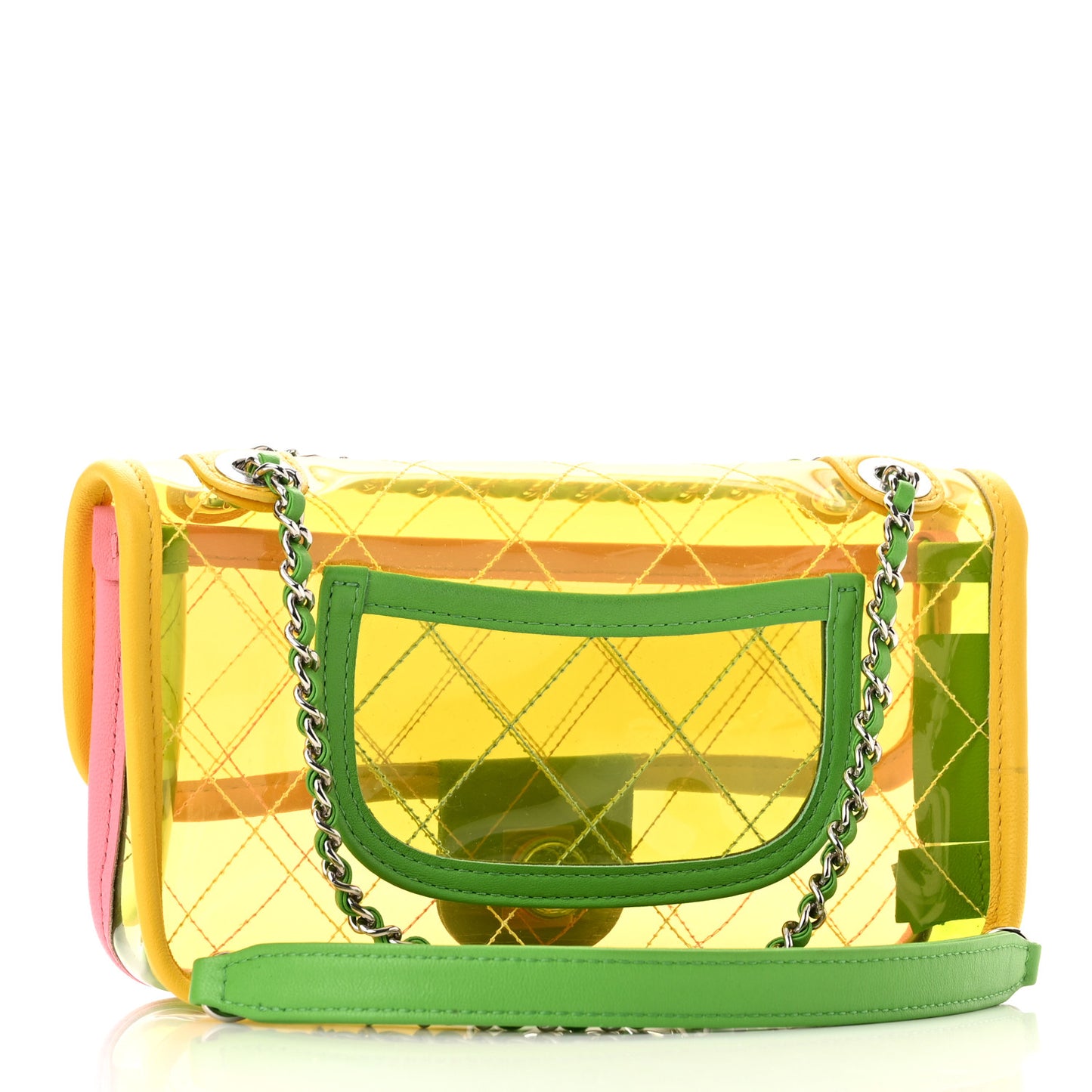 Lambskin PVC Quilted Mini Coco Splash Flap Yellow Green Pink