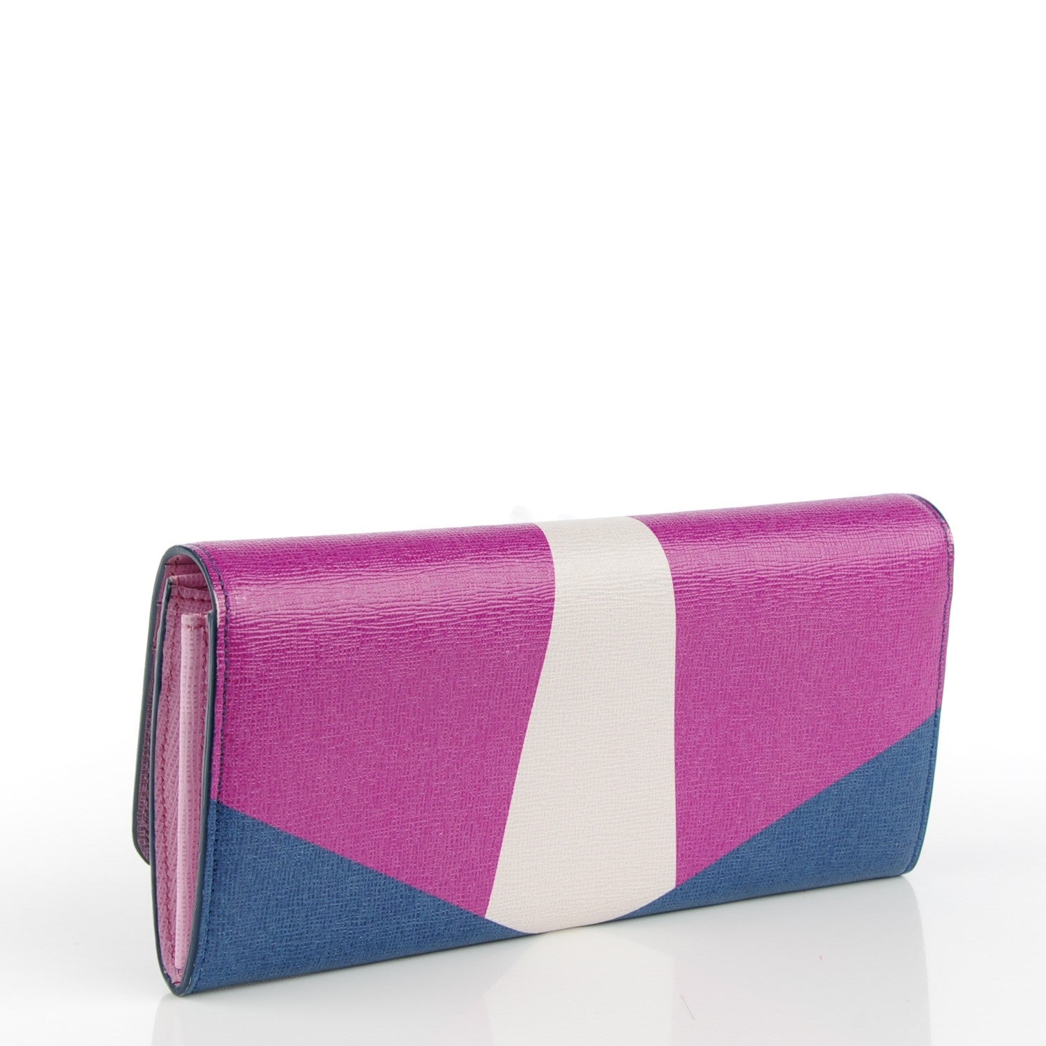 Fendi Vitello Elite Crystal Eye Monster Continental Wallet Cobalt Lavender Pink 3 of 8