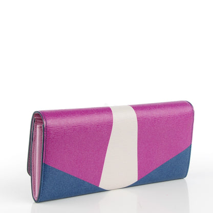 Fendi Vitello Elite Crystal Eye Monster Continental Wallet Cobalt Lavender Pink 3 of 8