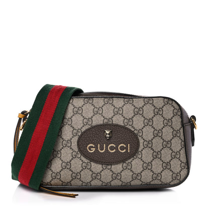 Gucci GG Supreme Monogram Web Neo Vintage Shoulder Bag Beige New Acero Crop 1 of 17