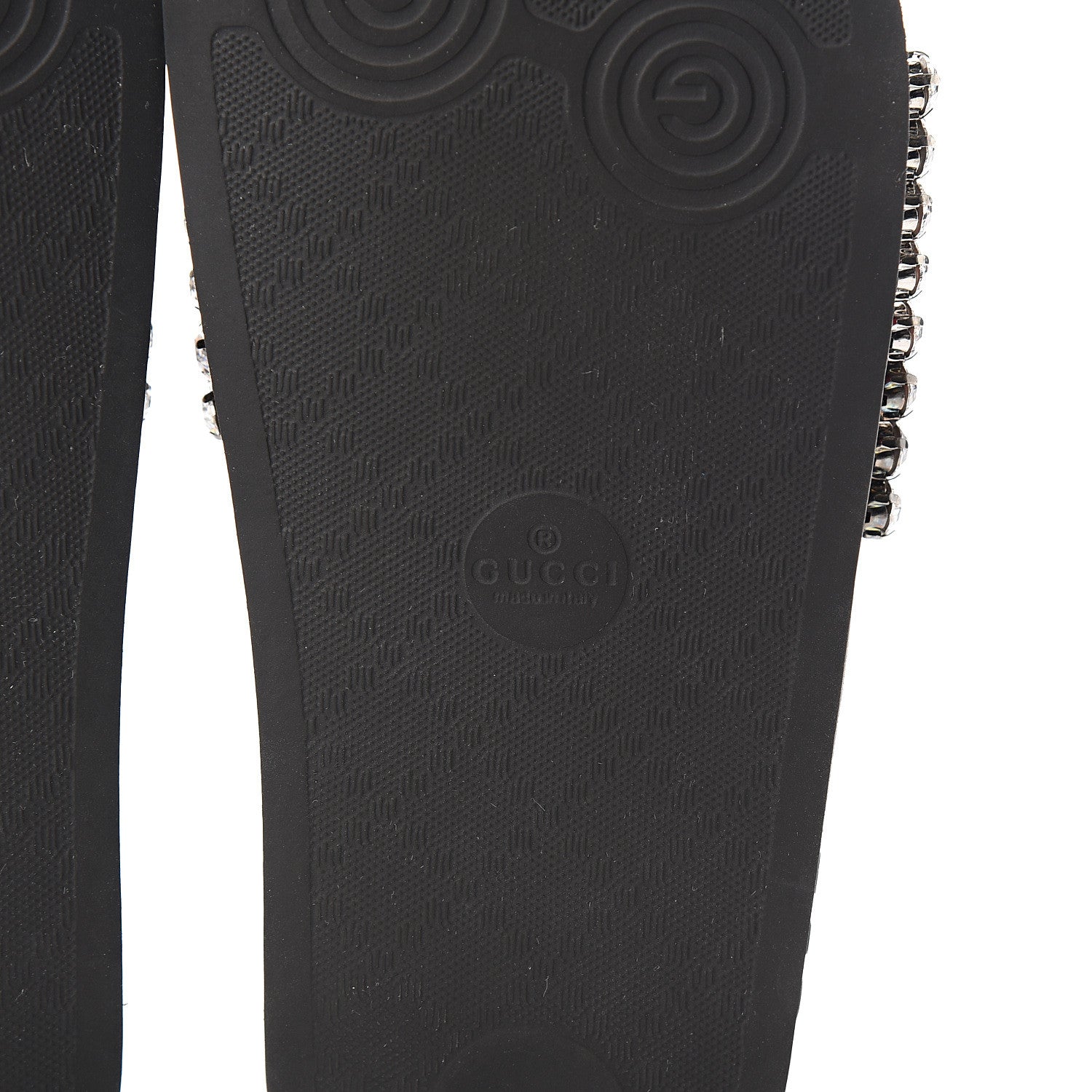 Gucci Calfskin Crystal Embellished Web Slide Sandals 37 Blue Red 6 of 8