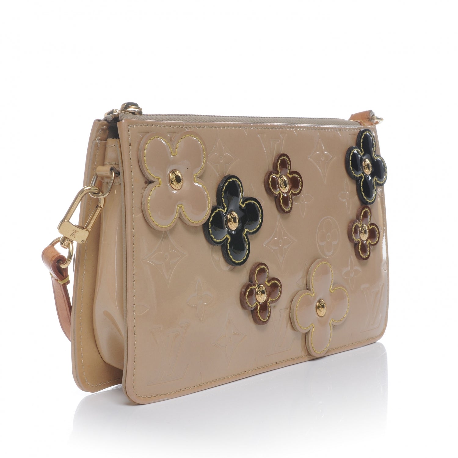Louis Vuitton Vernis Lexington Fleurs Pochette Beige 3 of 7
